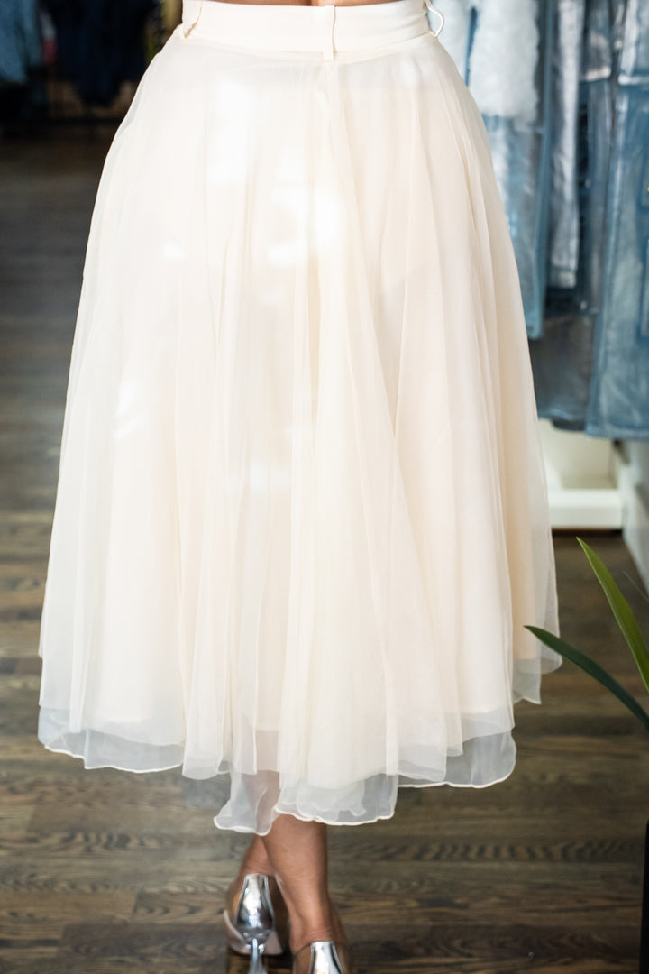 Denim & Tulle Cream Skirt