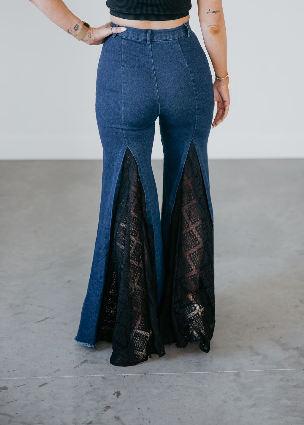 Pretty in Lace in Denim Wide Leg Jean