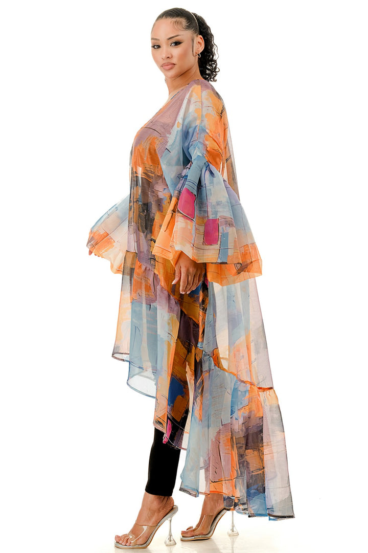 Bring Me My Flowers Kimono ( Blue / Orange)