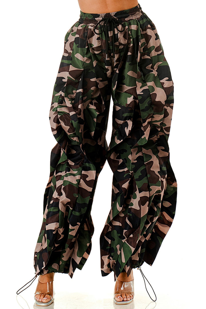 Bring on the Dramatic Camo Ruffle Pants