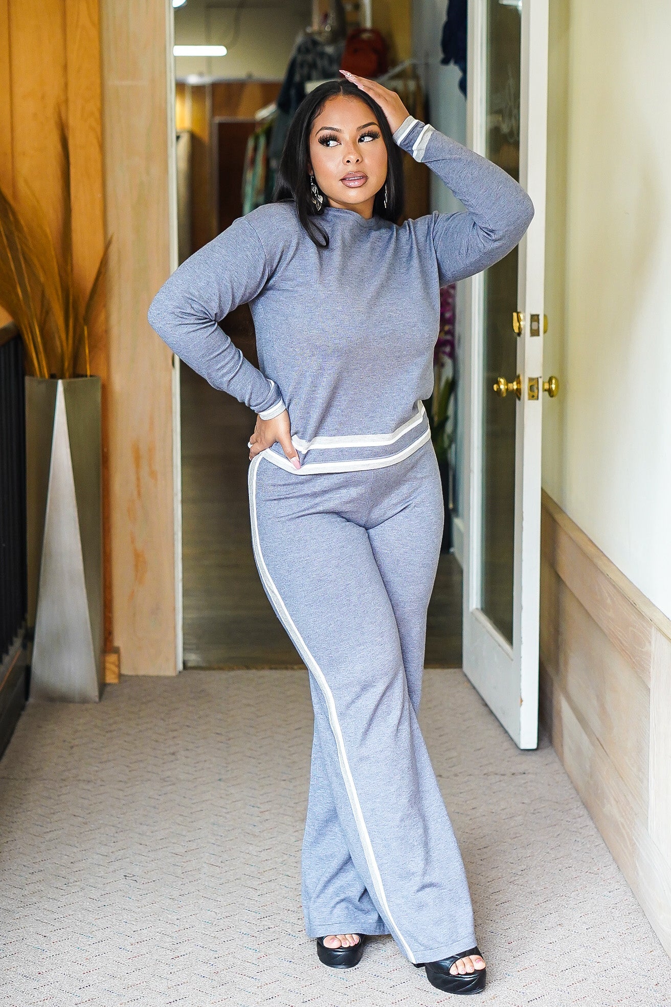 Juliet Side Stripe 2Pc Pants Set - Rust
