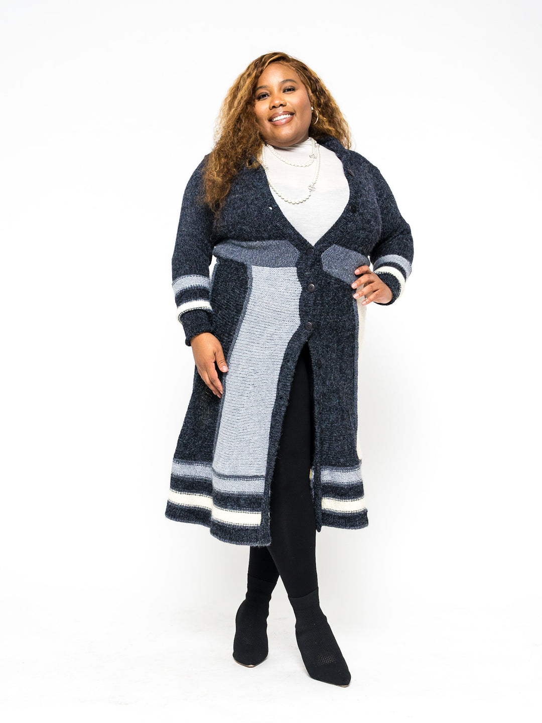 Harlequin Patchwork Cardigan Sweater (Black)