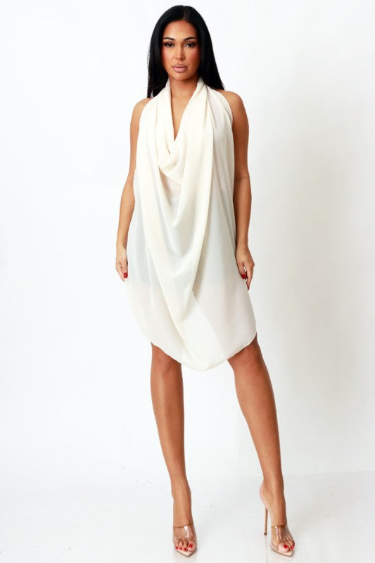 Cowl Neck Backless Tank Top (Black)