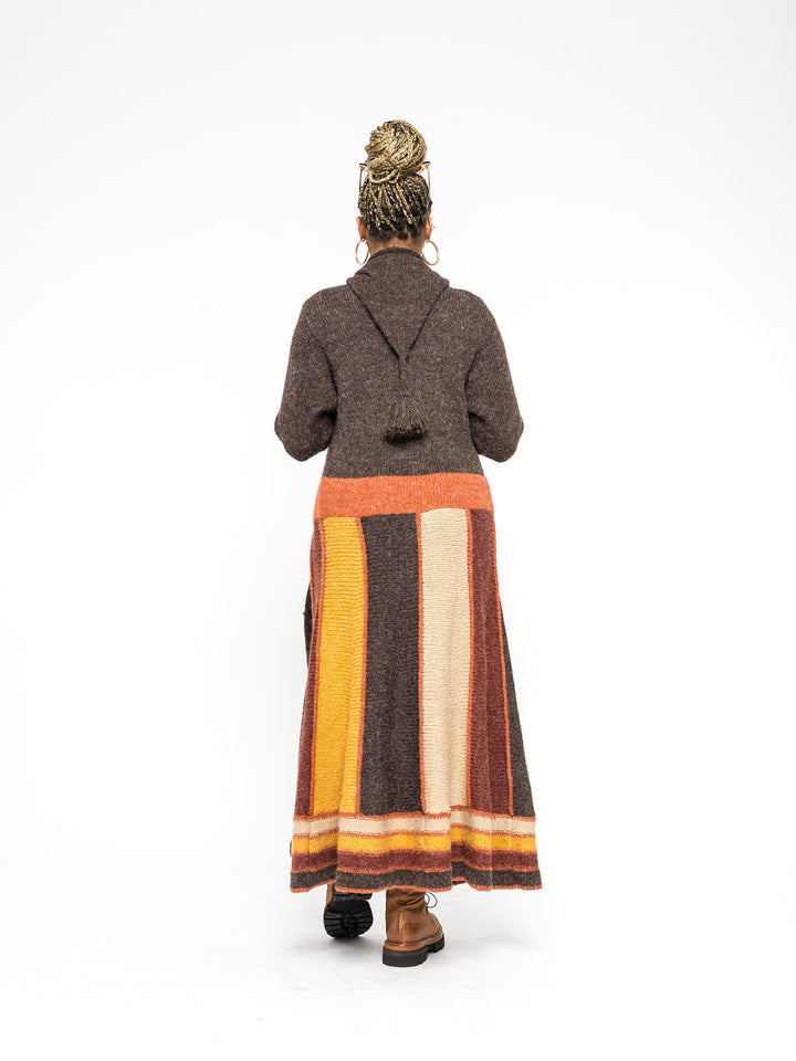 Harlequin Patchwork Cardigan Sweater (Brown)