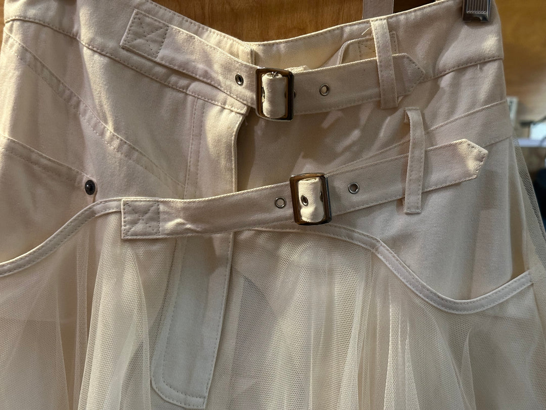 Denim & Tulle Cream Skirt