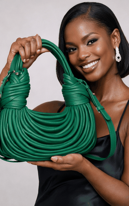Rows of Strings Handle Purse (Green)