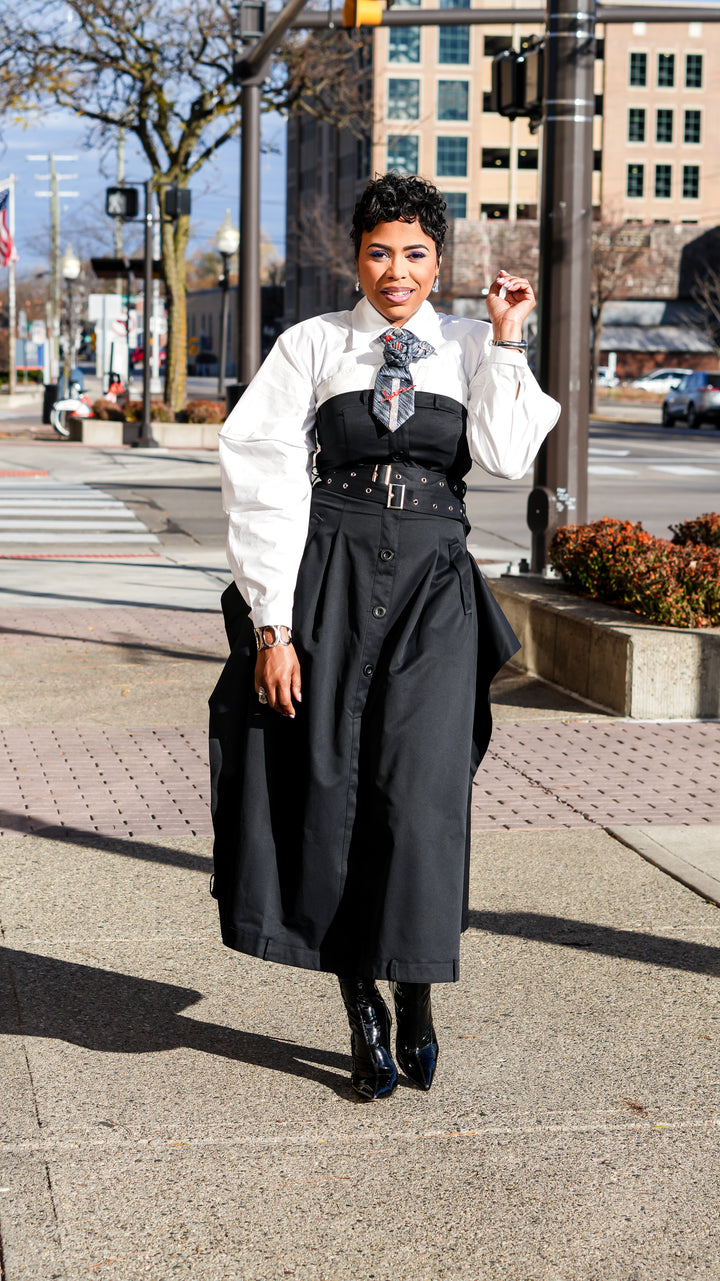 Make it Classic Black/White Trench Maxi Dress ( Also avail in Plus Size)