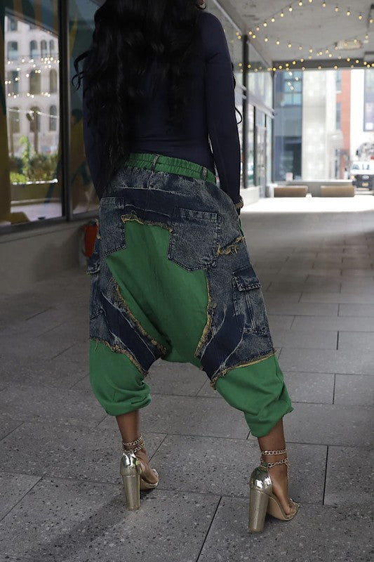 No Pressure Denim Harem Joggers (Black)