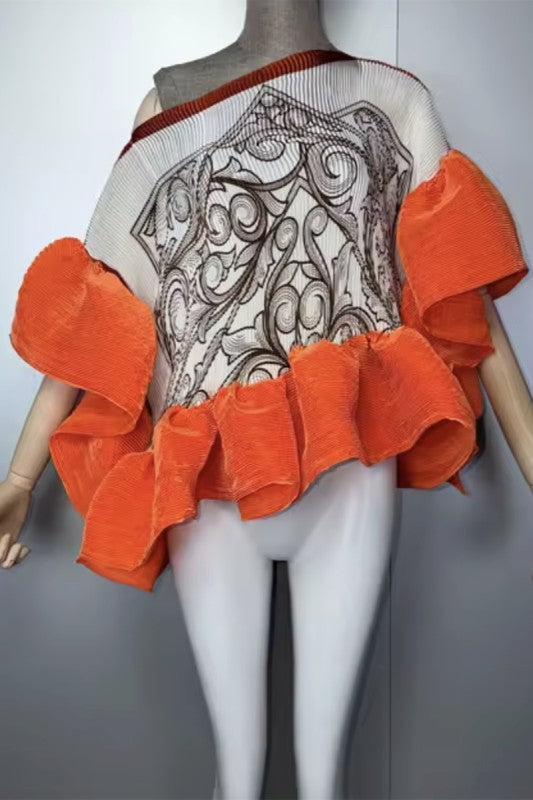Abstract Behavior Ruffle Tunic