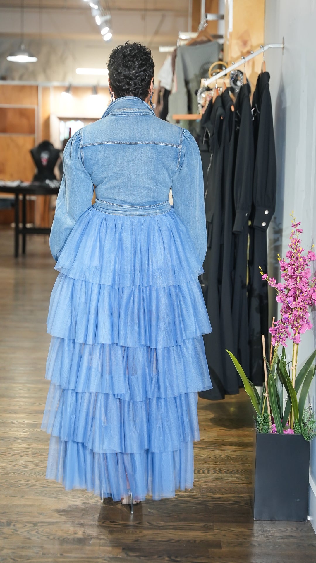 Denim Tulle in Motion