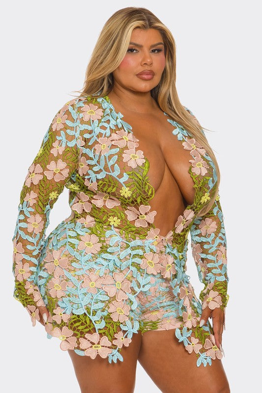 Spring Lace Fantasy 2pc Short Set (Avail in Plus Size)