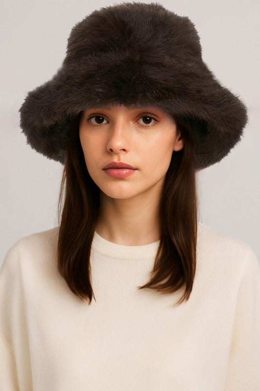 Fluffy Faux Fur Bucket Hat