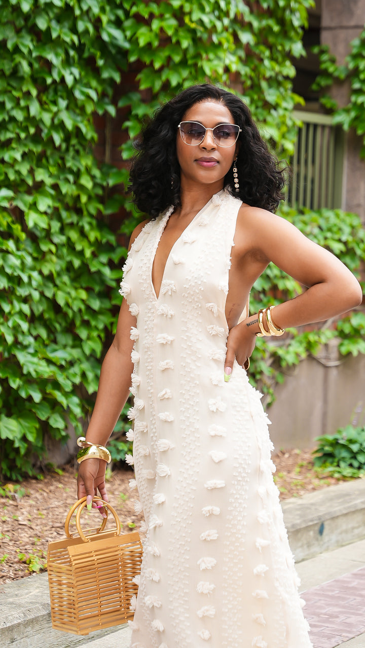 Etoile Blache Textured Backless Maxi Dress
