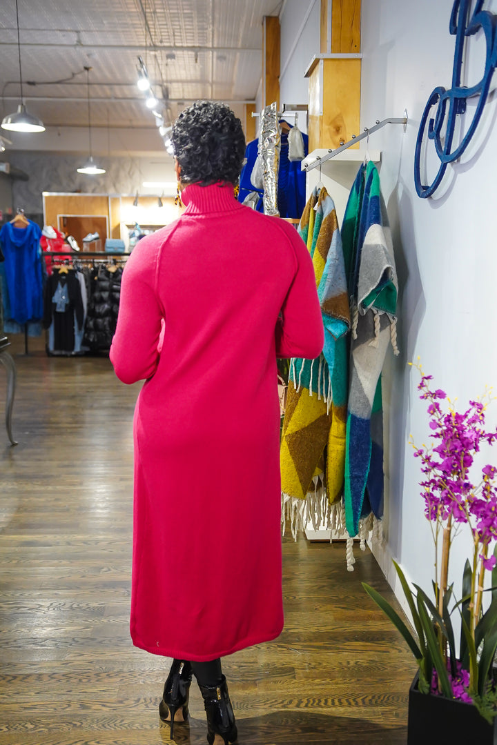 Split it Open Turtleneck Long Top (Red)