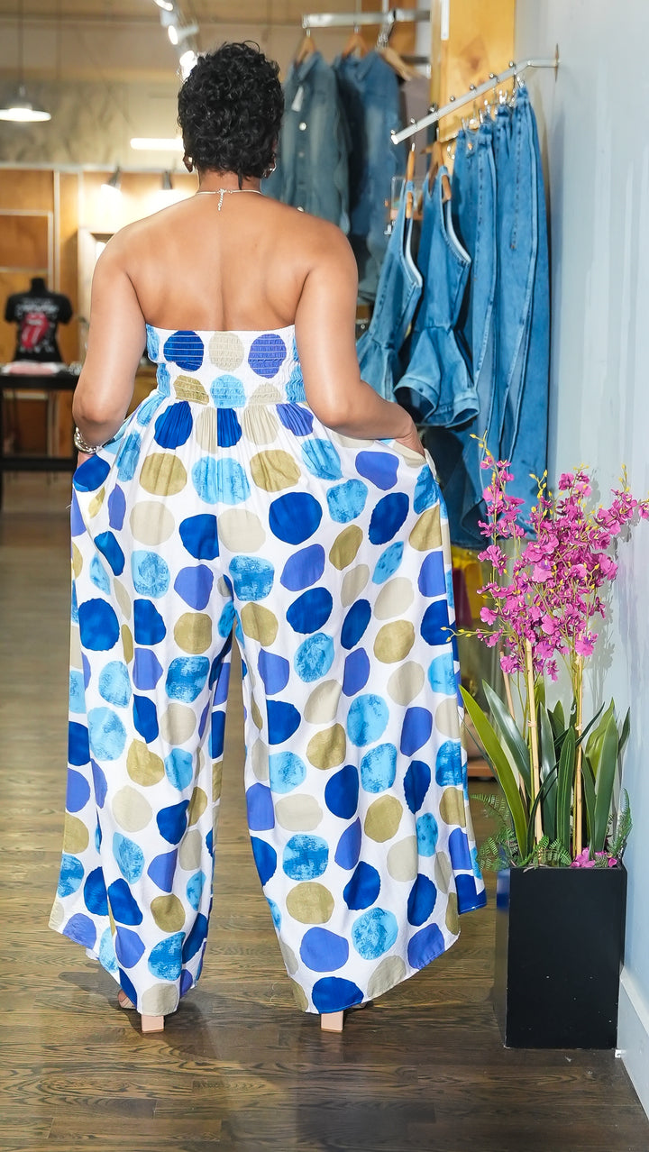 Shades of Blue Polka Dot Jumpsuit