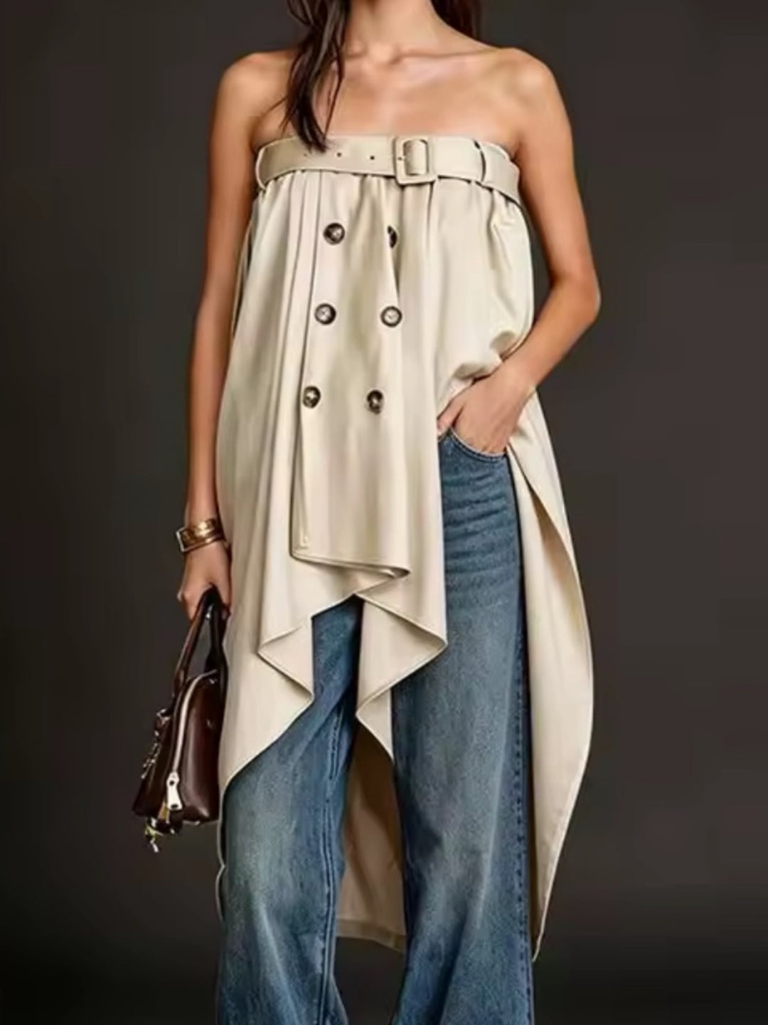 Belted Up Button Top/Dress