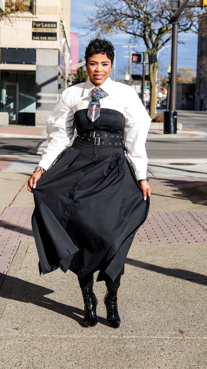 Make it Classic Black/White Trench Maxi Dress ( Also avail in Plus Size)