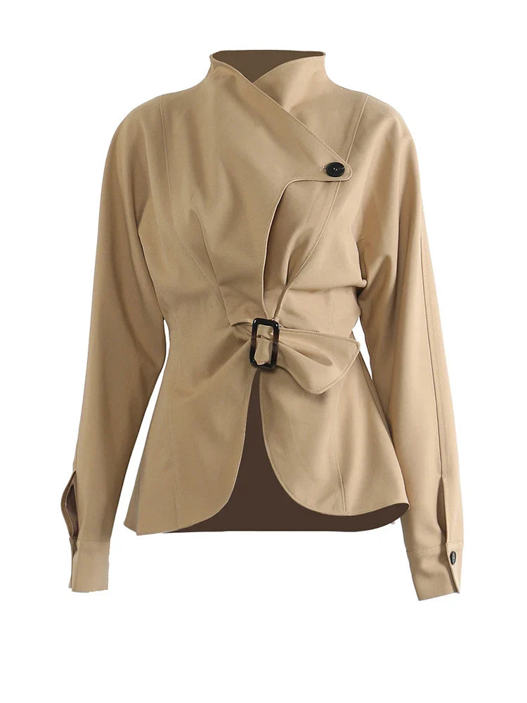 KIki Asymmetric Belted Wrap Blazer