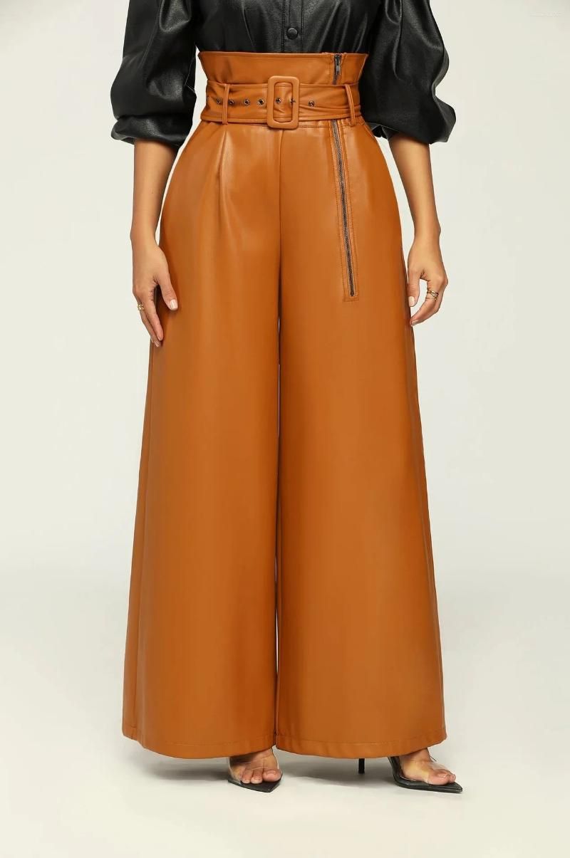 Raven Faux Leather Pants (Camel)