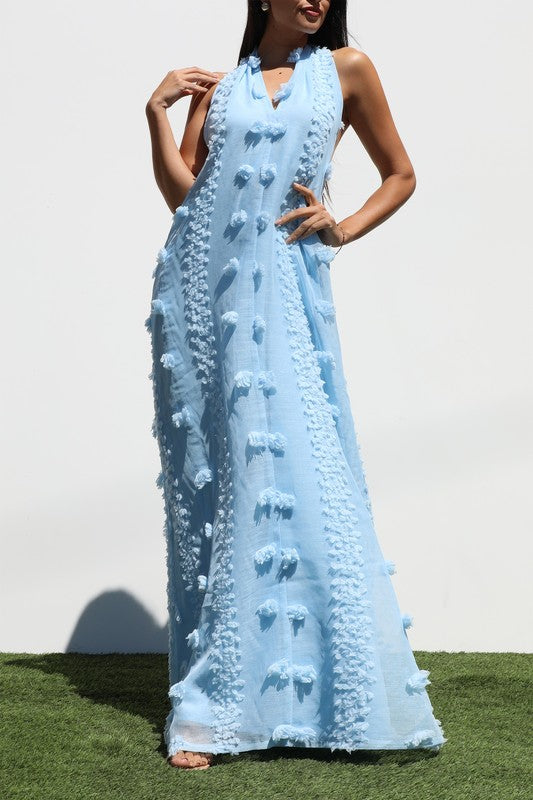 Etoile Blache Textured Backless Maxi Dress