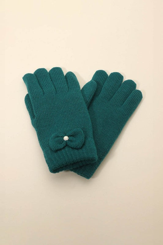 Cable Knit Bow Gloves
