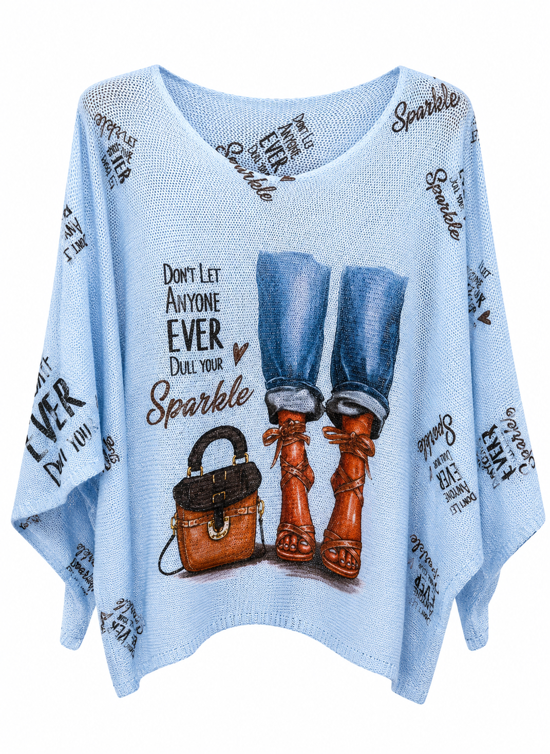 Booked &amp; Busy Oversized Graphic Top (Blue)