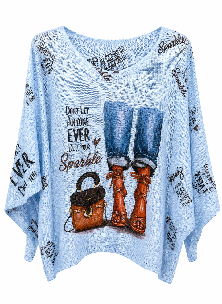 Booked &amp; Busy Oversized Graphic Top (Blue)