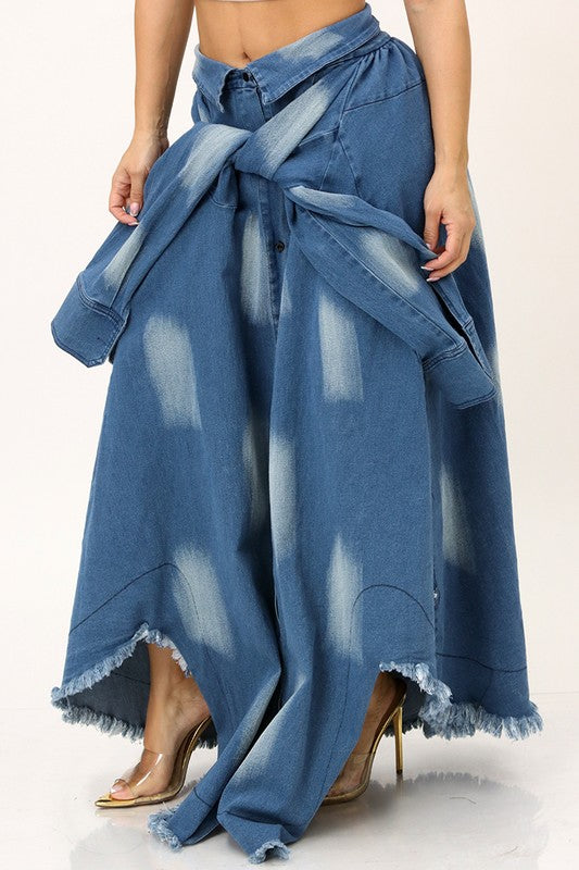 Wrap it Around Denim Wash Dress/Skirt