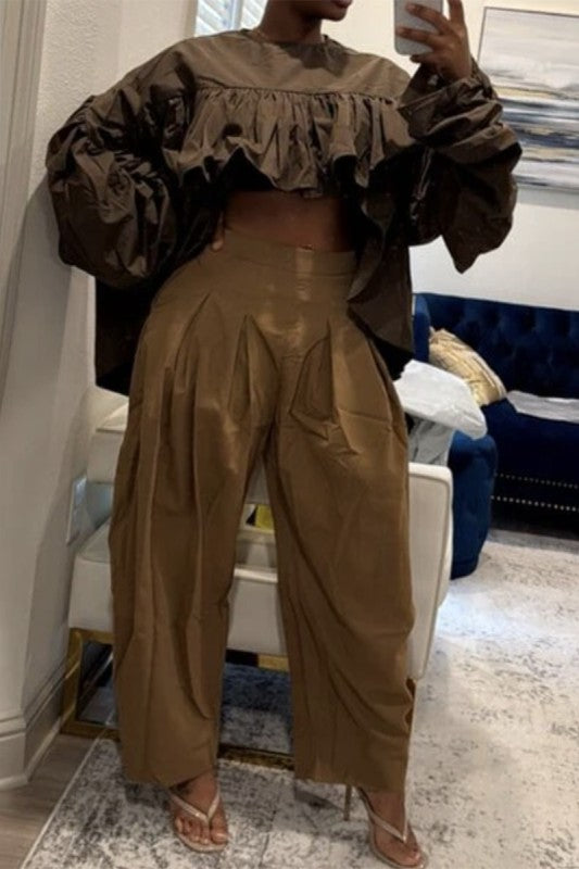 Drama Effect Ruffle Crop Top