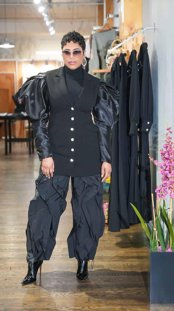 Midnight Obsession Satin Blazer