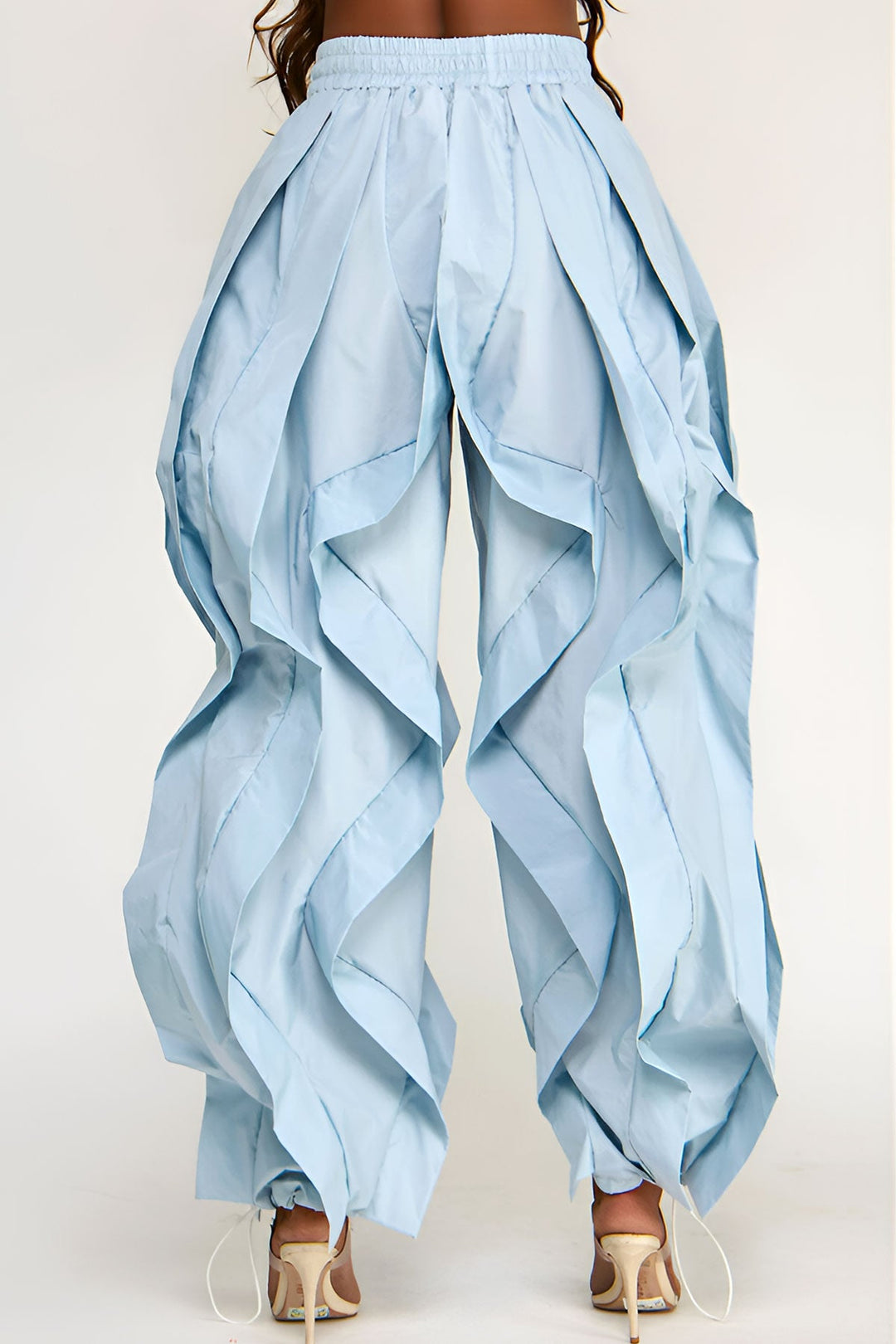 Wide Leg dramatic Drawstring Joggers (Lt Blue)