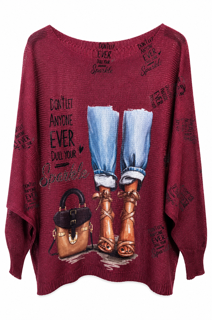 Booked &amp; Busy Oversized Graphic Top (Blue)