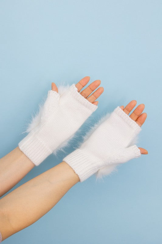 Fuzzy Fur Fingerless Sweater Gloves