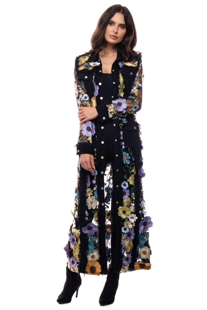 Midnight Garden Embroidered Duster