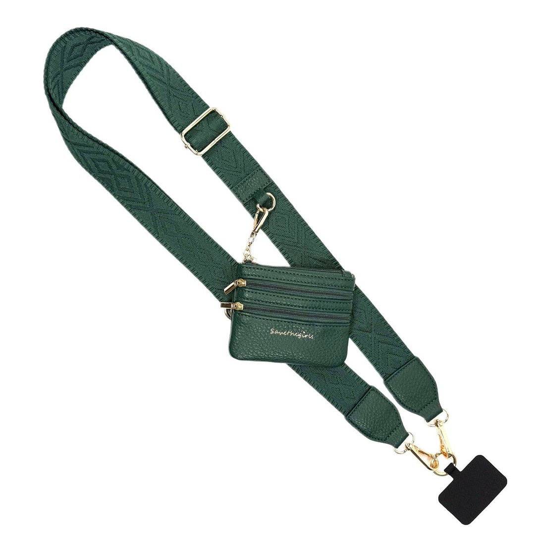 Clip &amp; Go Strap Jacquard design w/Zippered Pouch Classic Phone Holder
