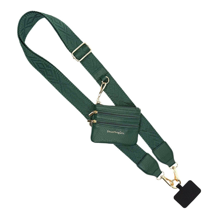 Clip &amp; Go Strap Jacquard design w/Zippered Pouch Classic Phone Holder