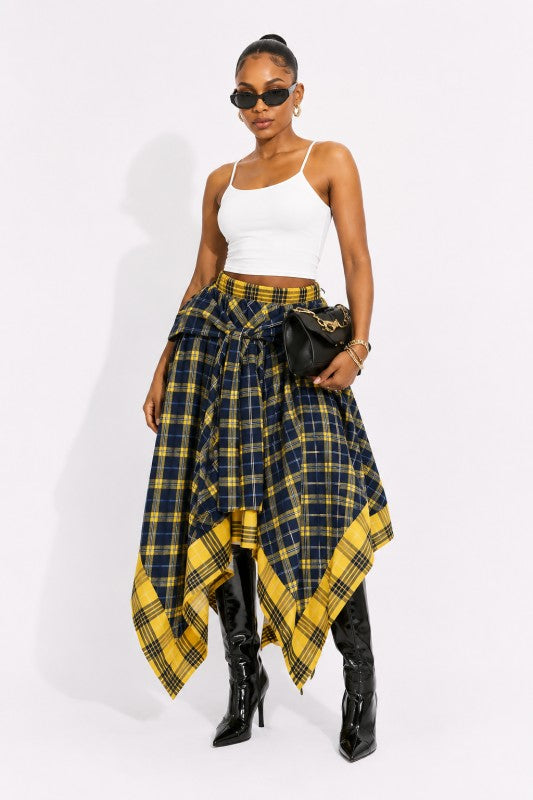 More Patchwork Plaid Tie Skirt