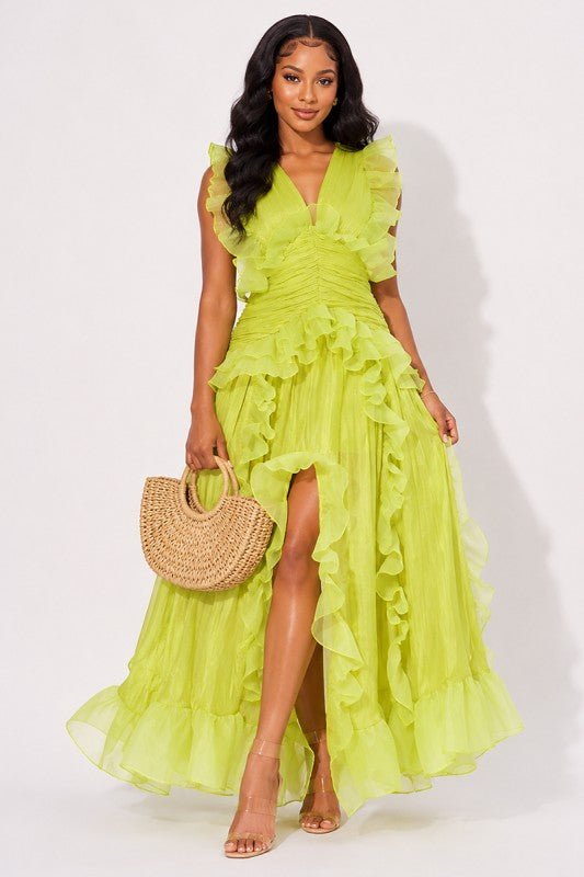 Tropical Romance Maxi Dress (Lime Green)