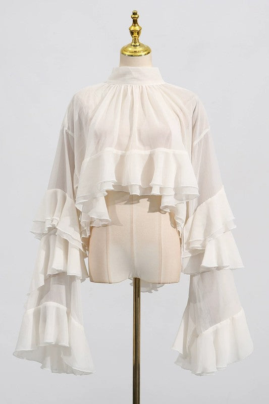 Romantic Drama Tiered Sleeves Top