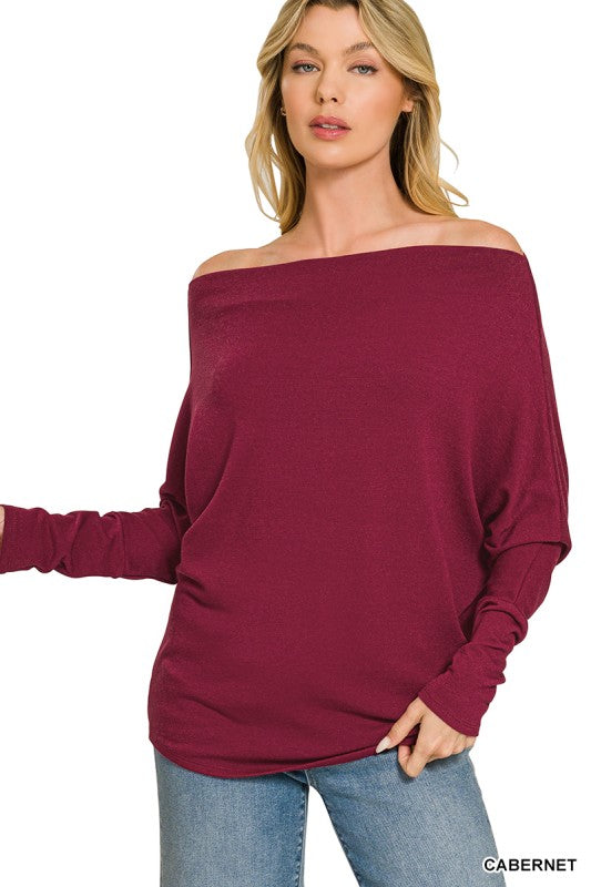 Off Shoulder Dolman Sleeve Top
