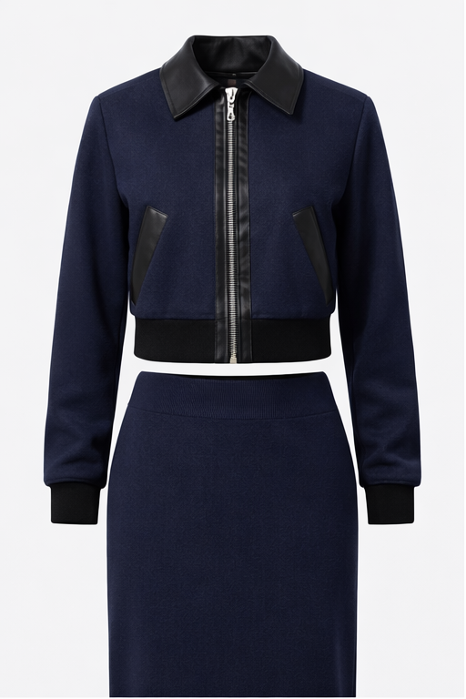 Slate Muse Cropped Jacket & Maxi Skirt Set