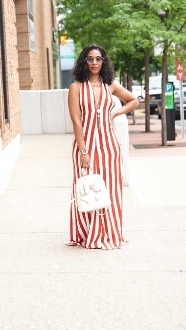 maxi dress jean Coastal Cabana Stripe (Red) Red Stripe / Small Taille:3XL Elevate your style with red dress with tail A Line Long Sleeves