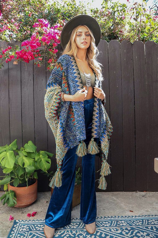 Multi Fringe Tassel Poncho
