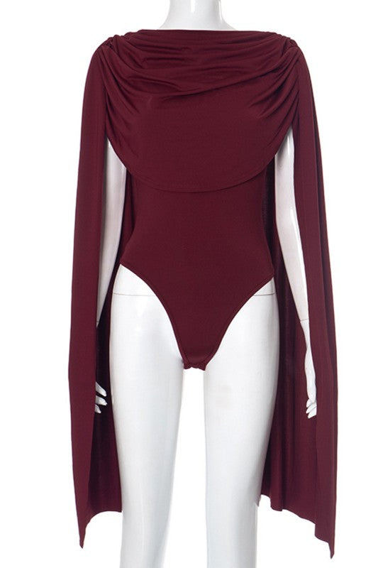 Drape it Over Sleeve Bodysuit (Wine)