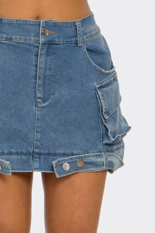Take it Off Denim Zipper Skirt