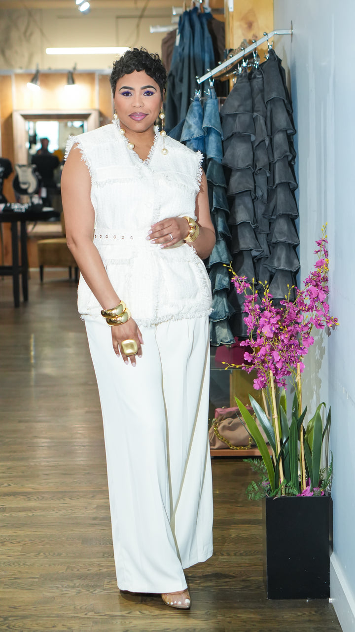 Eden Belted Tweed Vest Set