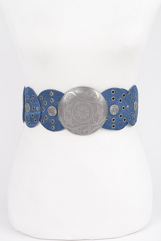 Denim Eyelet Western Belt