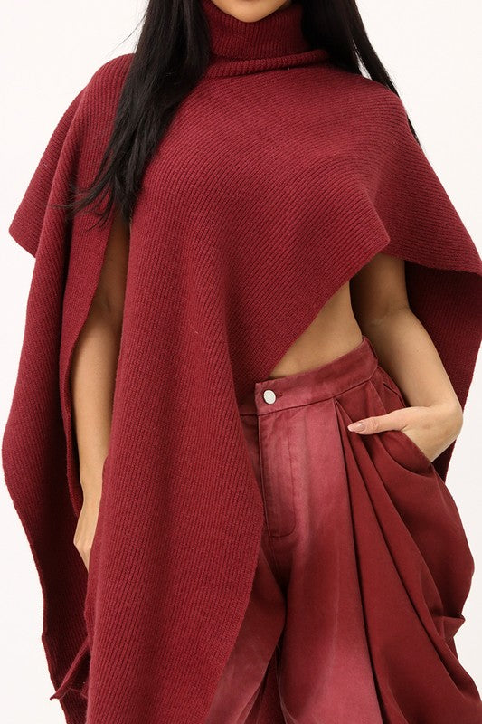 Hang Around Poncho (Burgundy)