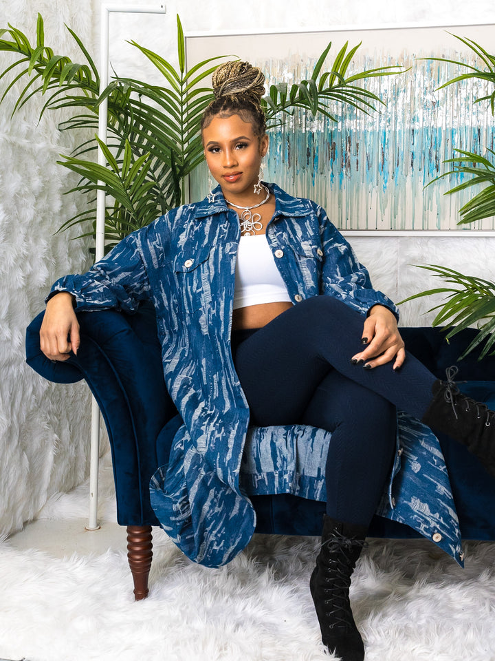 Teresa ripped denim button down jacket