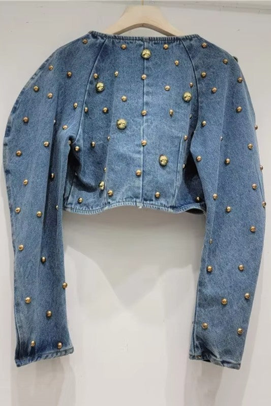 Studded up Crop Denim Top